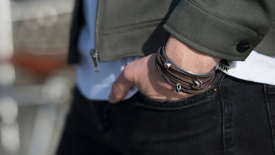 Trollbeads leather bracelet on male model