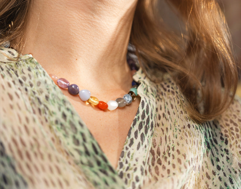 New bold gemstone necklace in multi colors